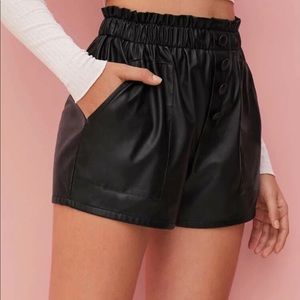 SHEIN faux leather button front shorts. Size S.